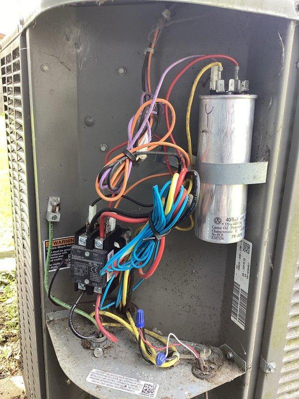 Completed planned single maintenance on 10+ year old HVAC system, including filter replacement with 14x20x1 filters, inspection of electrical components including capacitor and contactor, and verification of proper system operation. All components found to be functioning within normal parameters, and unit left in good working condition.