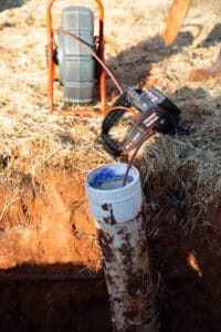 Sewer line dug up for repair