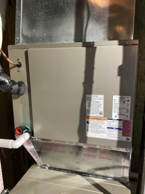 Performed scheduled maintenance on Carrier AC system per membership agreement. Inspected outdoor condenser unit and indoor air handler/furnace components for proper operation. System is functioning within normal parameters; indoor unit shows proper installation with intact connections and ductwork. Filter replacement (20x25x4) was not included in this service.