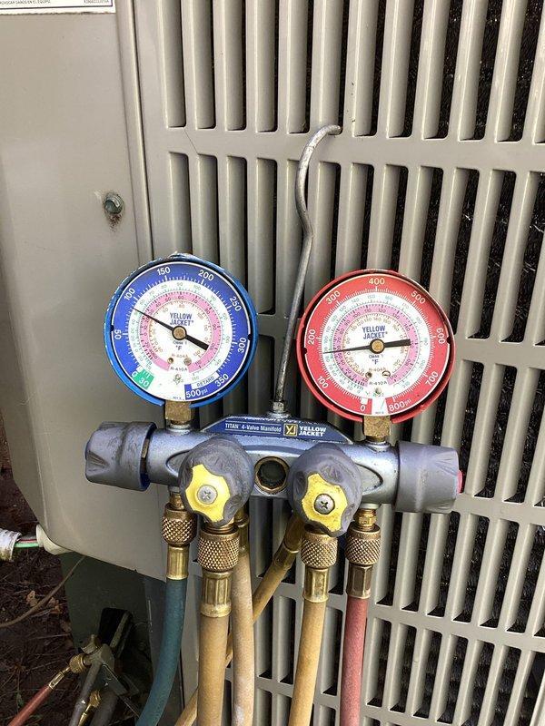 Goshen, IN - Completed second annual planned maintenance visit on 16-year-old HVAC system under Gold Level service agreement. Performed comprehensive system diagnostics including refrigerant pressure testing using manifold gauges, replaced 16x25x1 air filter, and verified proper system operation. All components found functioning within normal parameters; system ready for continued service with membership due for renewal.