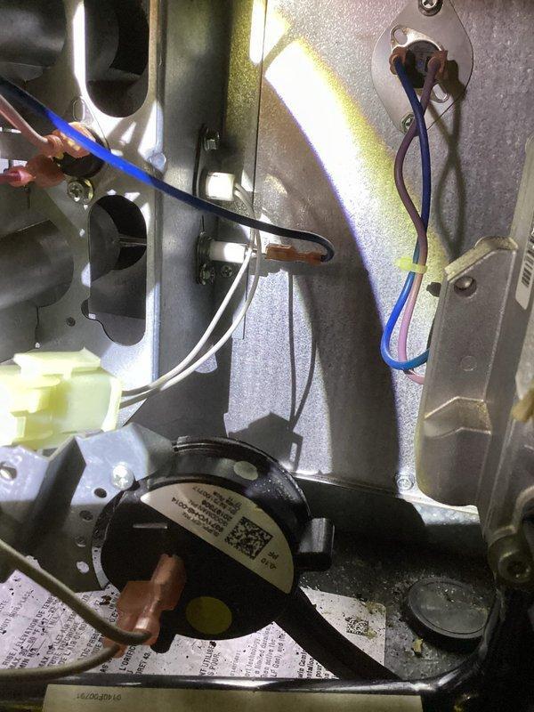 South Bend, IN - Diagnosed 14-year-old heating system that failed to start with no airflow through vents. Inspection revealed faulty pressure switch preventing system operation. Replaced pressure switch, tested system functionality, and verified proper operation with adequate airflow restored.