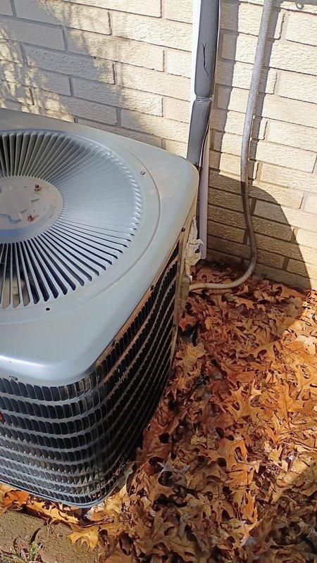 South Bend, IN - Completed scheduled A/C tune-up maintenance service, which included replacing the 14x20x1 air filter. Observed damaged insulation on refrigerant line requiring attention and significant leaf debris accumulation around the outdoor condenser unit which was cleared to improve airflow and system efficiency.