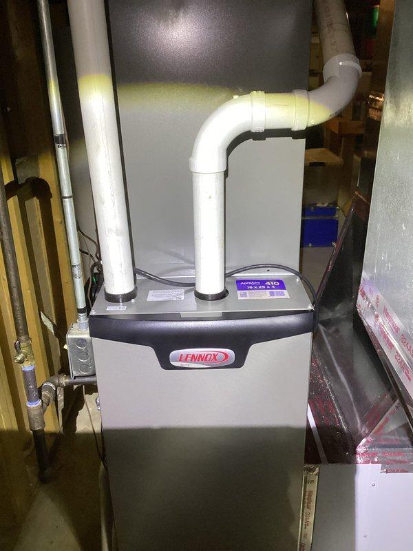 Completed dual A/C system maintenance service on Lennox HVAC equipment. Corrected ventilation issues by installing new 2" and 3" PVC fittings on exterior venting system and repaired damaged intake tubes. Performed full startup procedure on both A/C units as part of scheduled maintenance program.