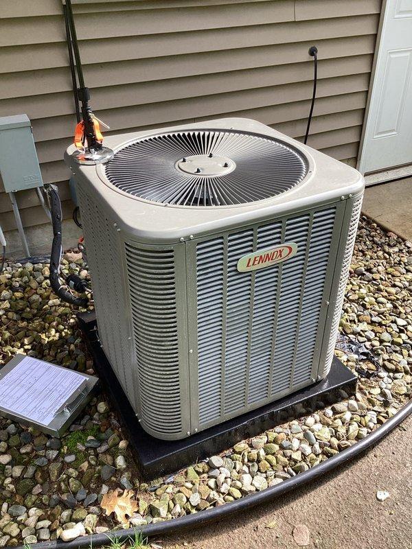 Completed planned air conditioning maintenance on Lennox ML13XC1-03D-230AD2 condenser unit per membership agreement. Performed comprehensive system inspection including coil cleaning, electrical connections check, refrigerant level verification, and overall unit operation assessment. Unit operating within manufacturer specifications with no deficiencies noted at time of service.